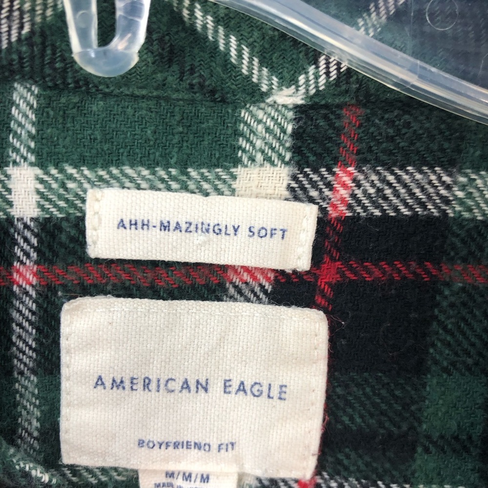 American Eagle Shirt Womens Medium Amazingly Soft Plaid Checkered Button Front - Picture 3 of 12